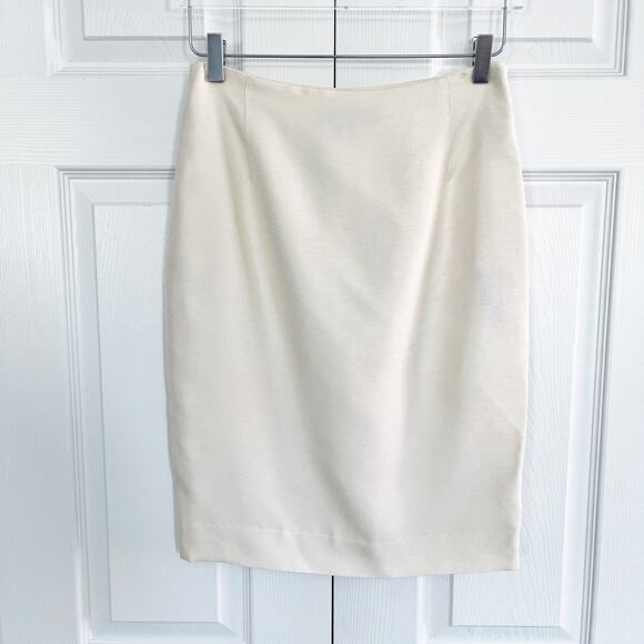 Ralph Lauren Collection Silk Blend Ivory Textured Pencil Skirt - Picture 1 of 7
